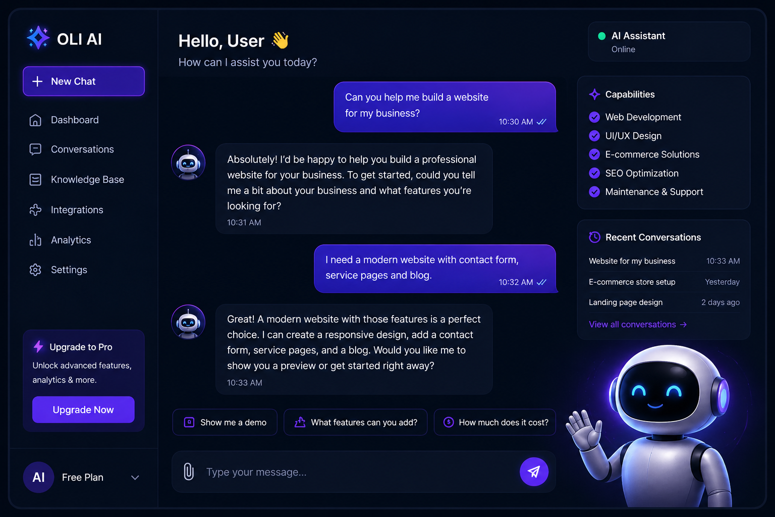 AI chatbot interface screenshot