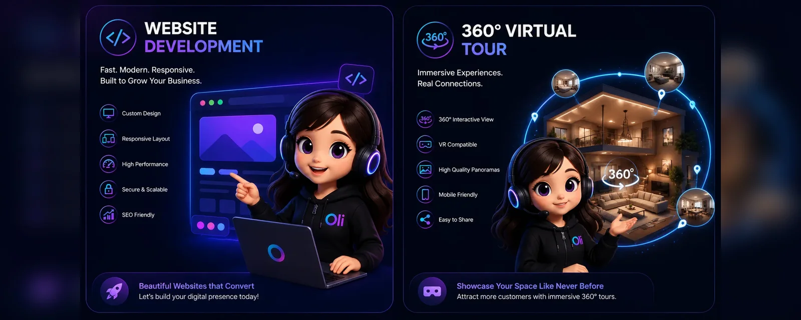 Website development & 360° virtual tours